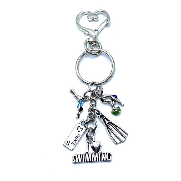 Swimming Keychain Bag Charm Swimmer May Be Personalized - Picture 2 of 8
